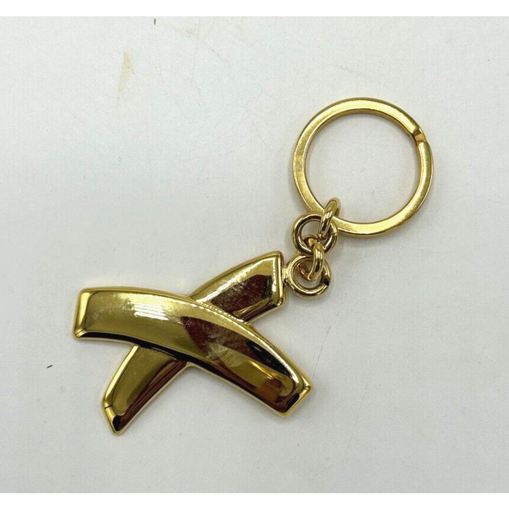 Vintage By Paloma Picasso Gold Tone X Keychain Key Ring 4.1/4 x 1.1/2”